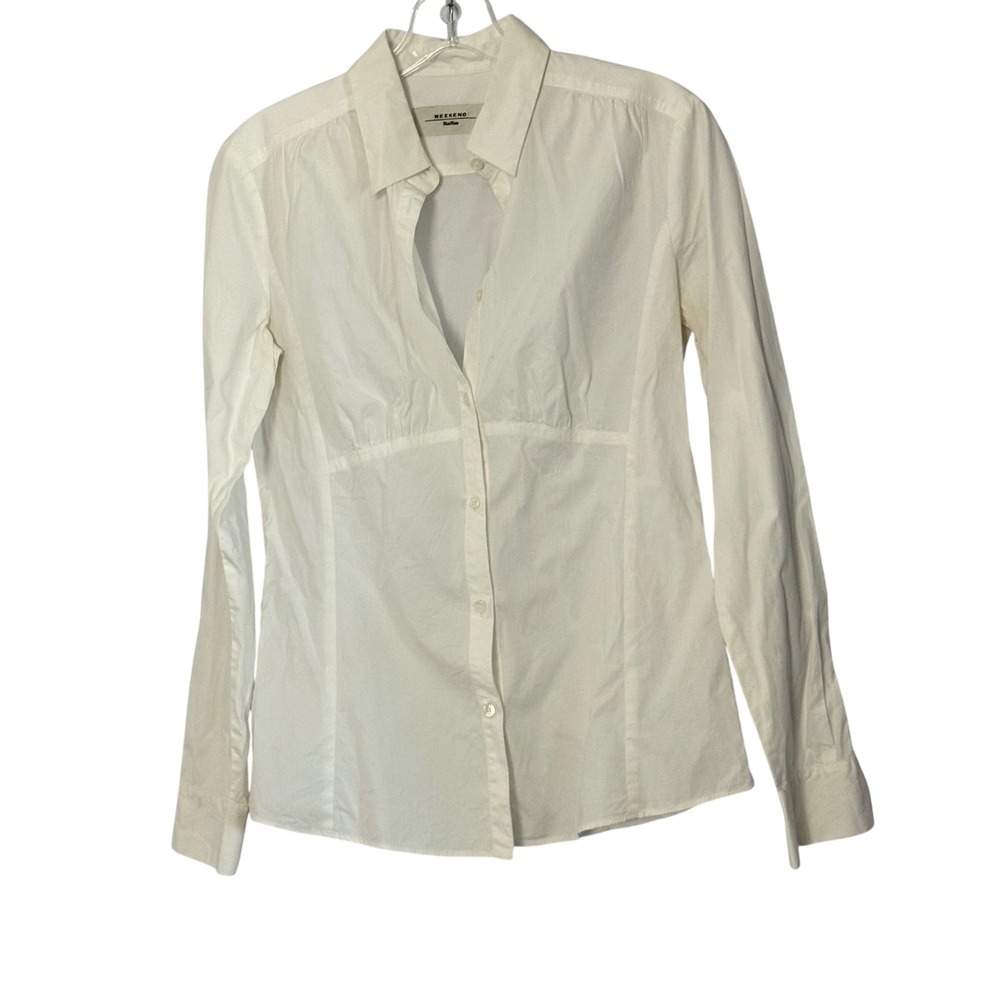 Weekend Max Mara Tailored Button Down Shirt‎ White Long Sleeve Blouse - Small